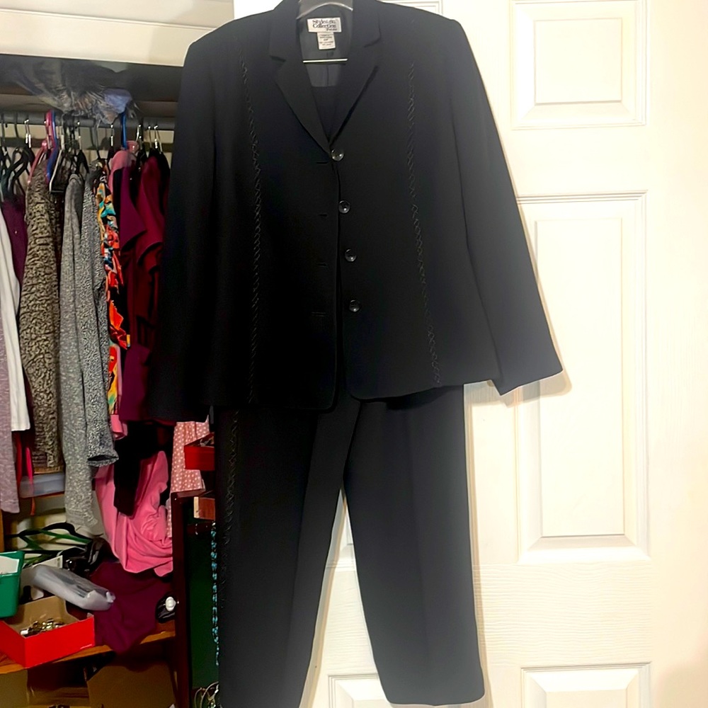 Style&Co Collection 10 Petite black formal pantsuit.